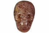 Carved, Strawberry Quartz Crystal Skull - Madagascar #116323-1